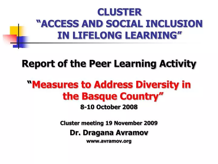 cluster access and social inclusion in lifelong learning