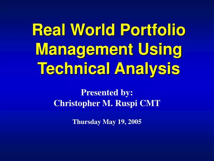 real world portfolio management using technical analysis