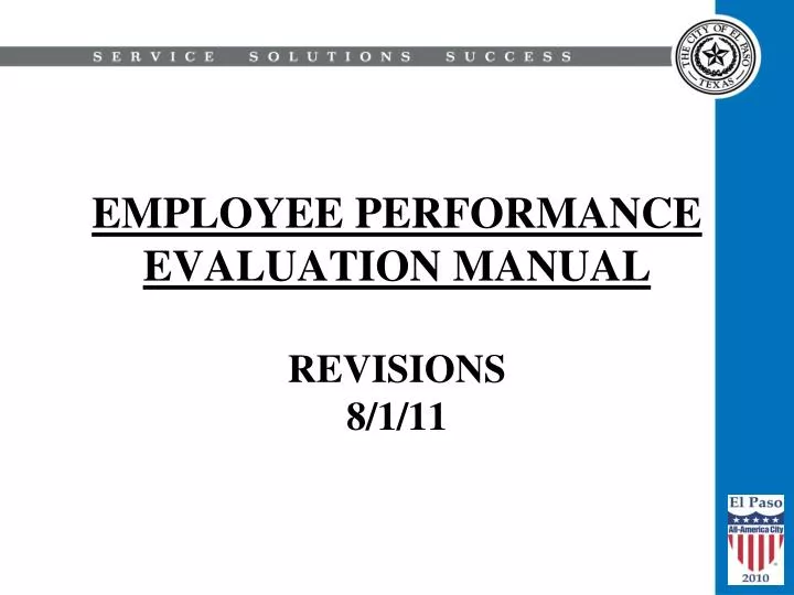employee performance evaluation manual revisions 8 1 11