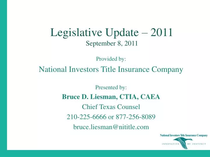 legislative update 2011 september 8 2011