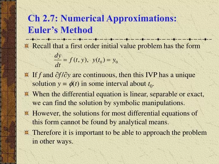 ch 2 7 numerical approximations euler s method