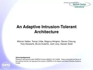 An Adaptive Intrusion-Tolerant Architecture