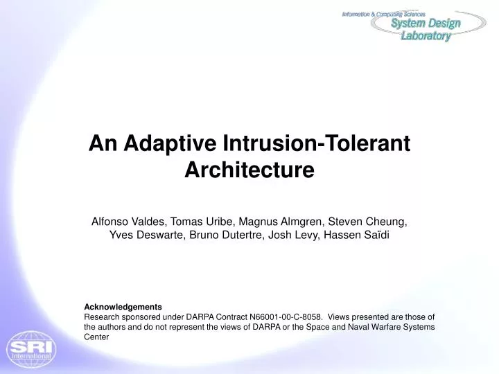 an adaptive intrusion tolerant architecture