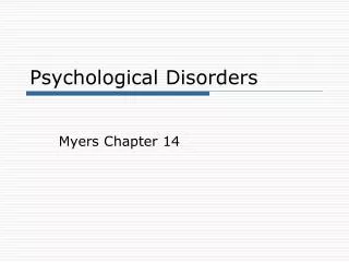 Psychological Disorders