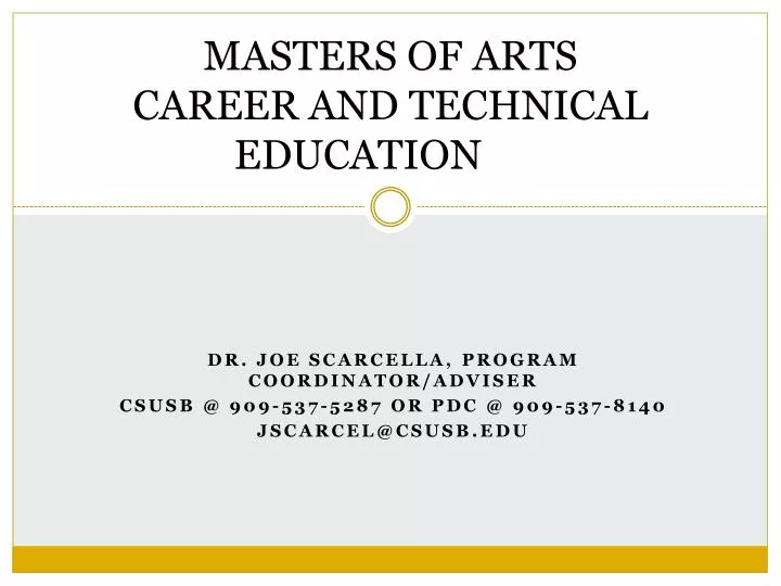 masters of arts career and technical education