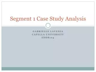 Segment 1 Case Study Analysis