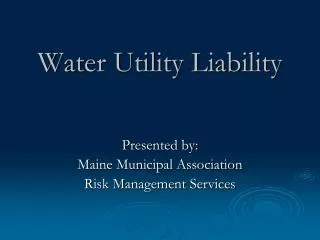 Water Utility Liability