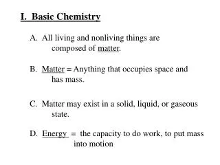 I. Basic Chemistry