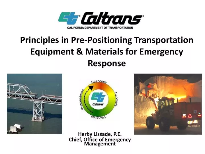 principles in pre positioning transportation equipment materials for emergency response