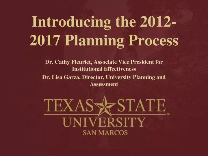 introducing the 2012 2017 planning process