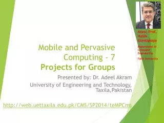 Mobile and Pervasive Computing - 7 Projects for Groups