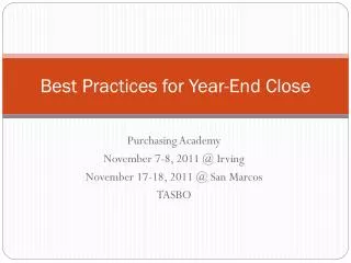 Best Practices for Year-End Close