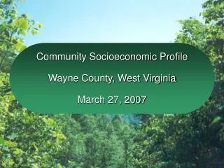 Community Socioeconomic Profile Wayne County, West Virginia March 27, 2007