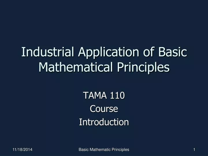 industrial application of basic mathematical principles