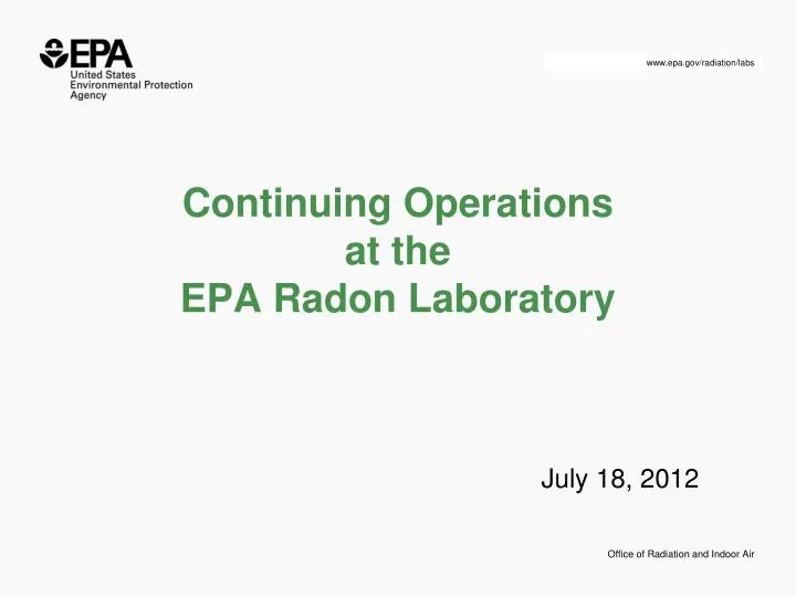 continuing operations at the epa radon laboratory