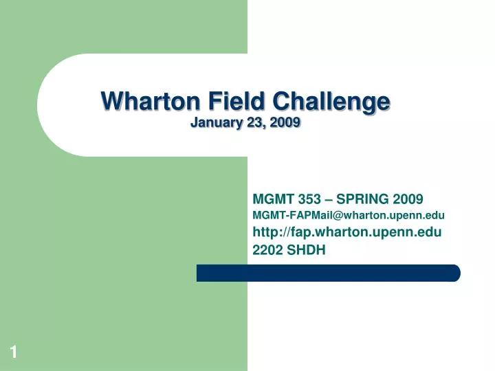 wharton field challenge january 23 2009