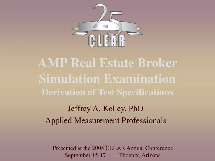 amp real estate broker simulation examination derivation of test specifications