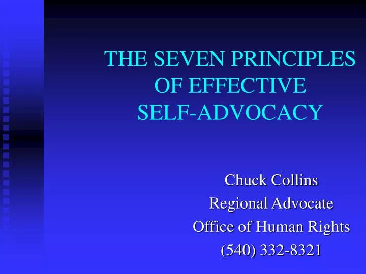 the seven principles of effective self advocacy