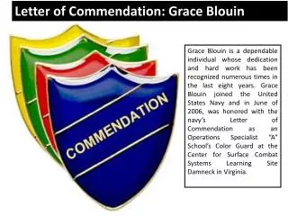 Letter of Commendation - Grace Blouin
