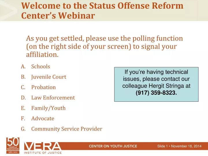 welcome to the status offense reform center s webinar