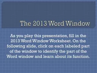 The 2013 Word Window
