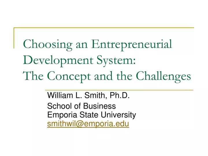 choosing an entrepreneurial development system the concept and the challenges