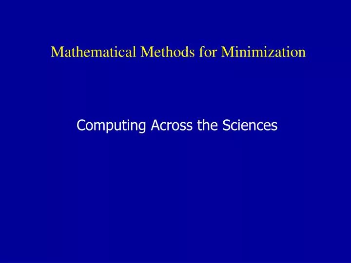 mathematical methods for minimization