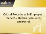 Critical Procedures in Employee Benefits, Human Resources, and Payroll - slide 1