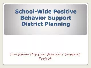 School-Wide Positive Behavior Support District Planning