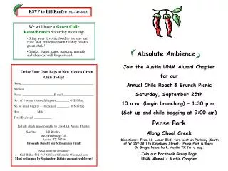 Join the Austin UNM Alumni Chapter for our Annual Chile Roast &amp; Brunch Picnic
