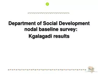 Department of Social Development nodal baseline survey: Kgalagadi results