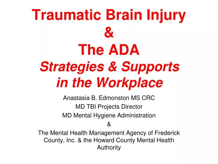 traumatic brain injury the ada strategies supports in the workplace