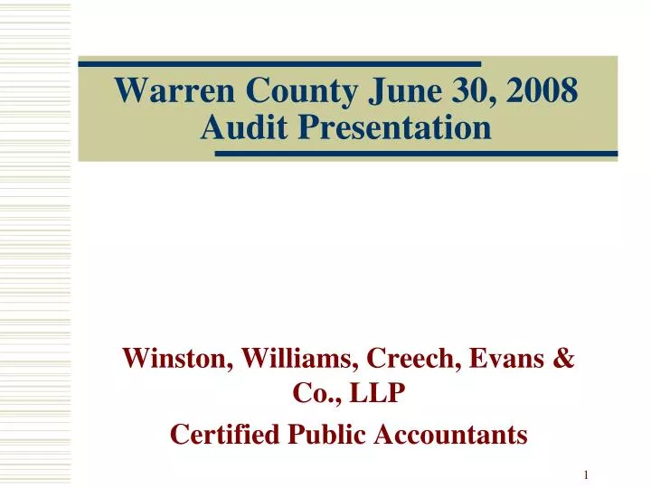 warren county june 30 2008 audit presentation
