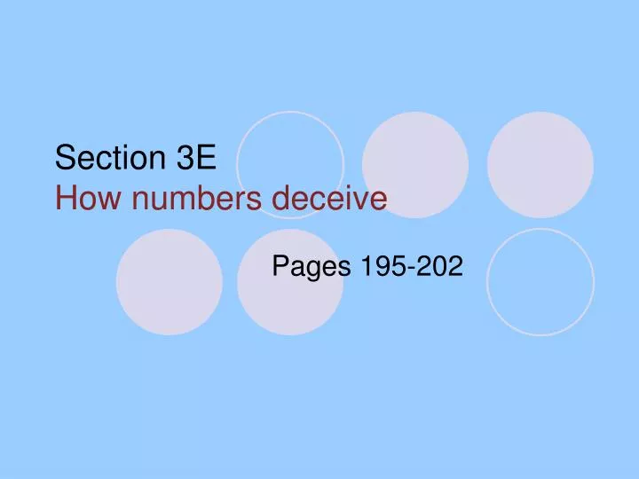 section 3e how numbers deceive