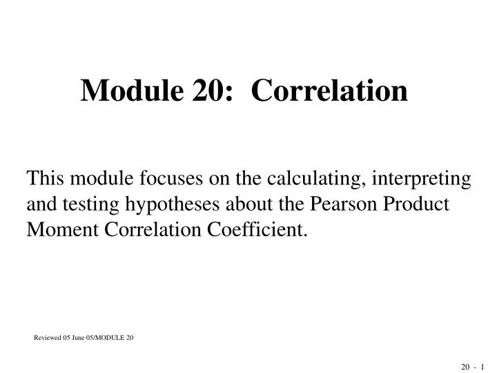 module 20 correlation