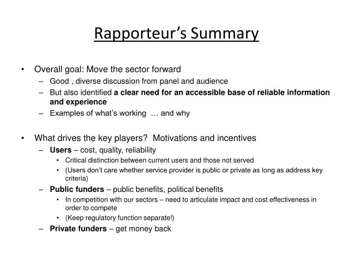 rapporteur s summary