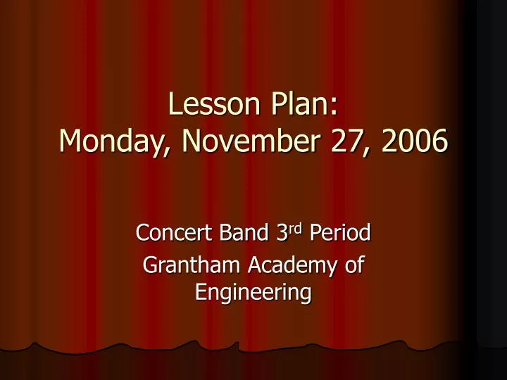 lesson plan monday november 27 2006