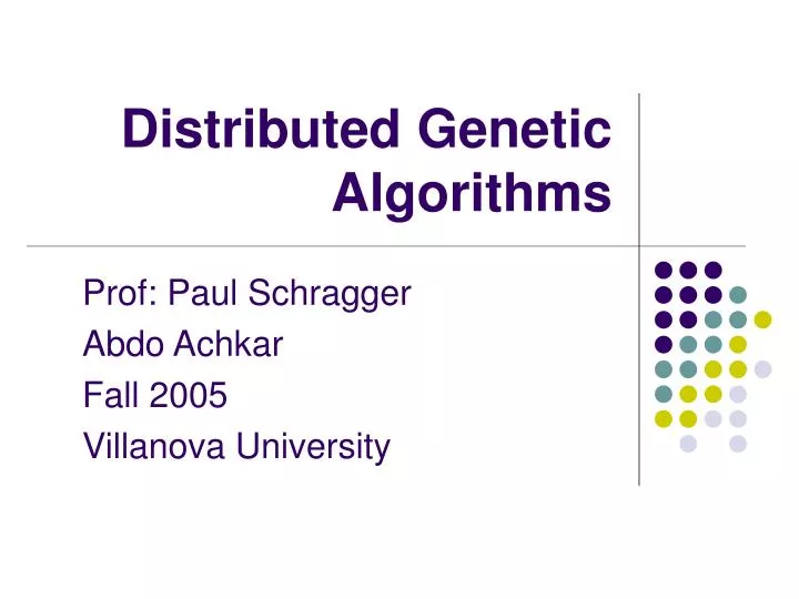 distributed genetic algorithms