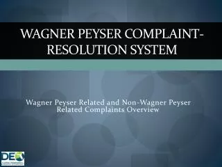 Wagner Peyser Complaint-Resolution System