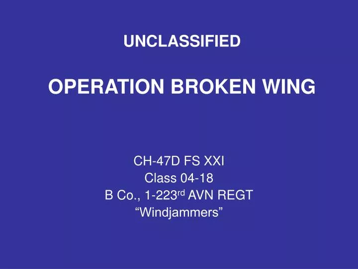 unclassified operation broken wing