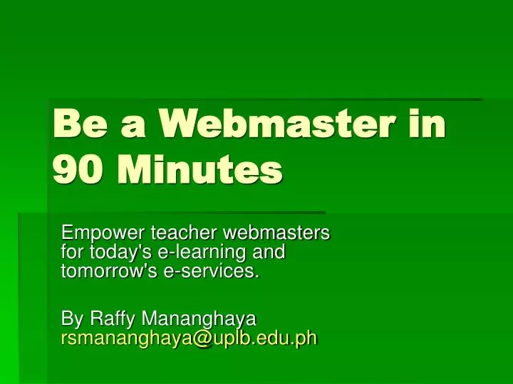 be a webmaster in 90 minutes