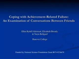 Coping with Achievement-Related Failure: An Examination of Conversations Between Friends