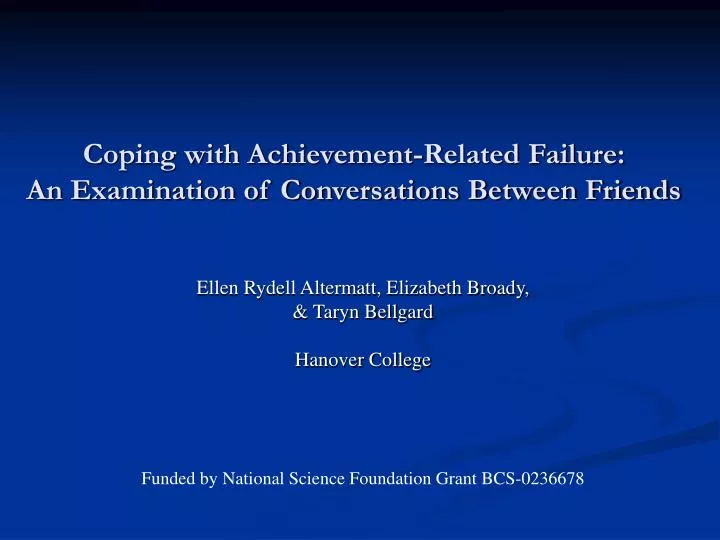 coping with achievement related failure an examination of conversations between friends
