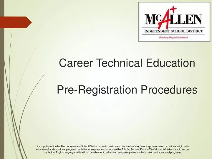 career technical education pre registration procedures