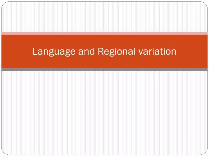 language and regional variation