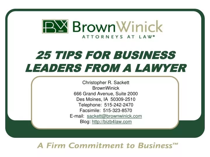 25 tips for business leaders from a lawyer
