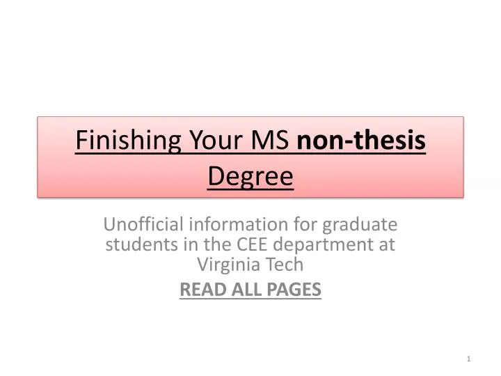 finishing your ms non thesis degree