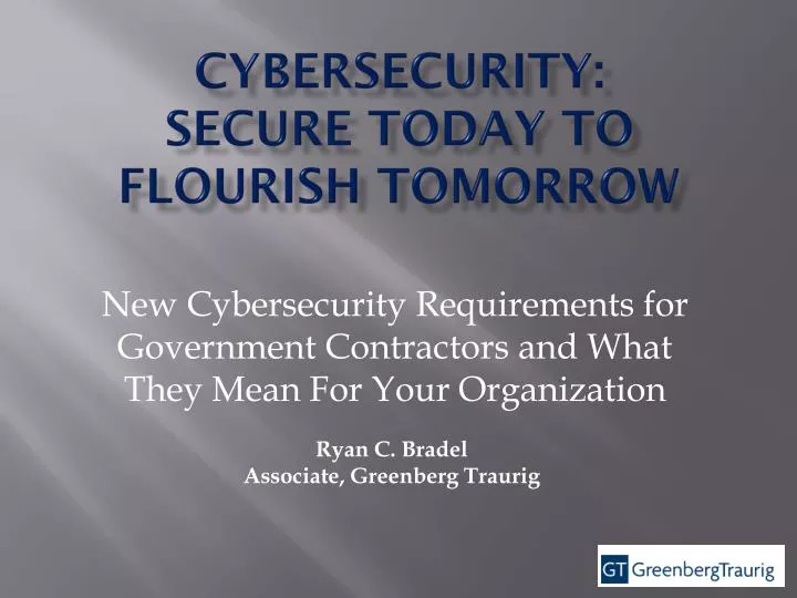 cybersecurity secure today to flourish tomorrow