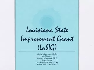 Louisiana State Improvement Grant (LaSIG)