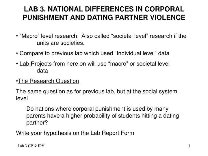 lab 3 national differences in corporal punishment and dating partner violence